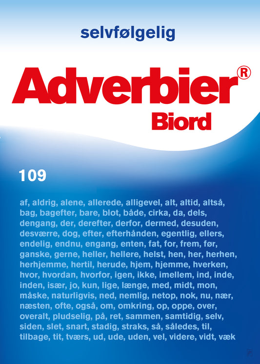 Plakat med ordklasser. Designet af Ramsø. Denne plakat er en del af Ordapoteket som er udviklet i samarbejde med forfatter Morten Søndergaard.