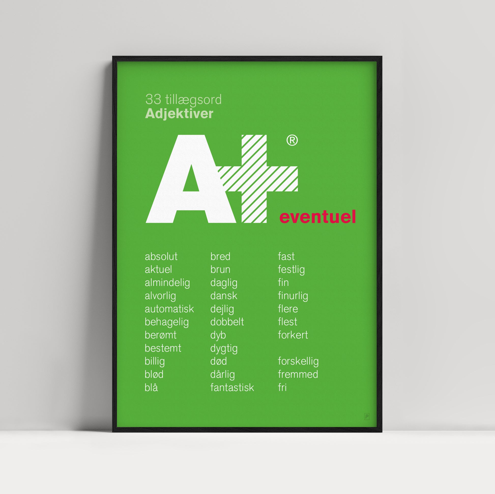 Plakat med ordklasser. Designet af Ramsø. Denne plakat er en del af Ordapoteket som er udviklet i samarbejde med forfatter Morten Søndergaard.