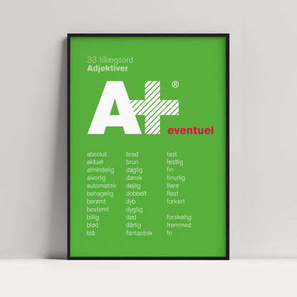 Plakat med ordklasser. Designet af Ramsø. Denne plakat er en del af Ordapoteket som er udviklet i samarbejde med forfatter Morten Søndergaard. 